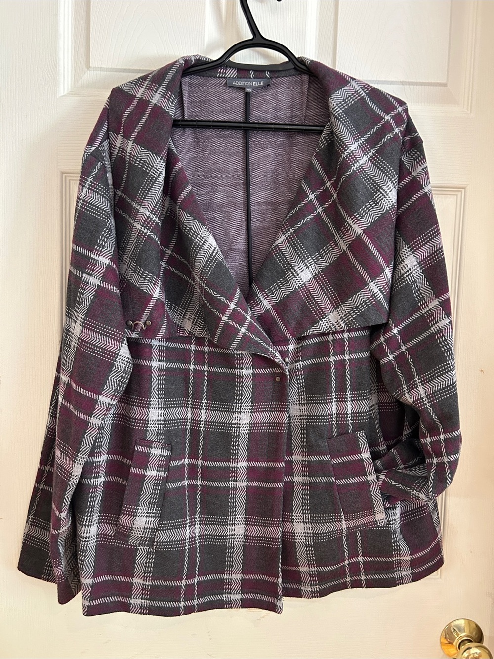Addition Elle Purple and Gray Plaid Blazer Jacket Size 4X